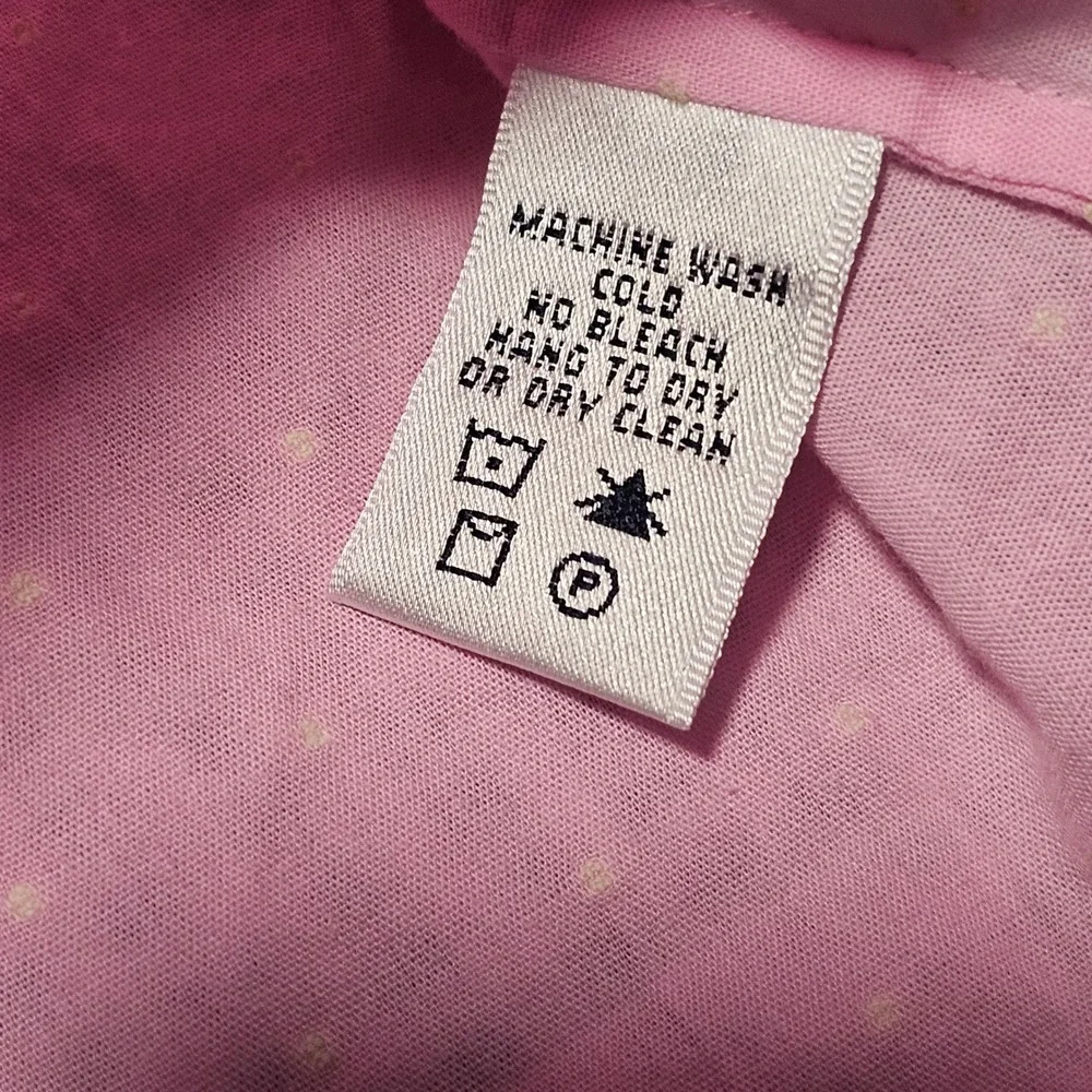 Lilly‎ Pulitzer Pink Swiss Dot Square Neck Empire Waist Blouse Tie Sleeve Size 8